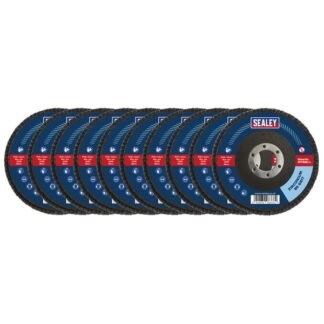 Sealey 115mm Zirconium Flap Discs 80Grit 22mm Bore - Pack of 10 (5054630200410) FD1158010