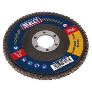 Sealey 115mm Aluminium Oxide Flap Disc 80Grit 22mm Bore (5054630030185) FD11580E