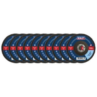 Sealey 115mm Zirconium Flap Discs Assorted Grit 22mm Bore - Pack of 10 (5054630027666) FD115MIX
