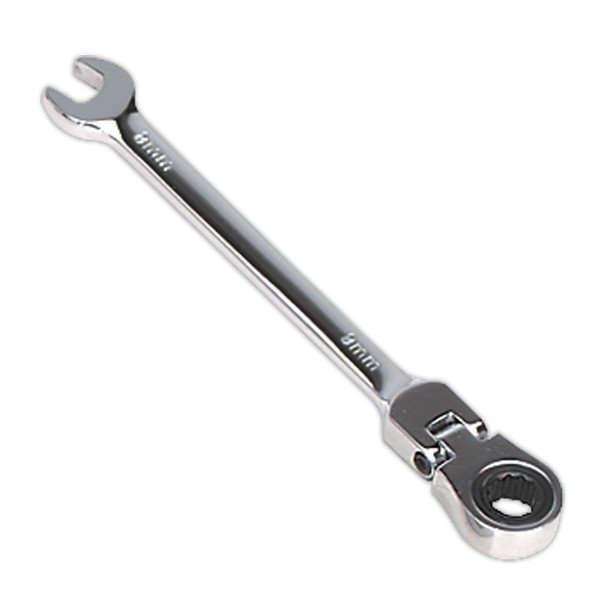 Sealey Premier Flexi- Head Ratchet Combination Spanner 8mm (5024209690027) FHRCW08