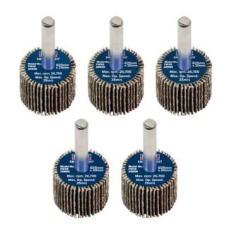 Sealey 25 x 20mm Abrasive Flap Wheel with 6mm Shaft Assorted Grit - Pack of 5 (5054630101625) FW2520ASS