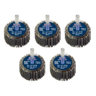 Sealey 40 x 20mm Abrasive Flap Wheel with 6mm Shaft 40Grit - Pack of 5 (5054630100994) FW4020405