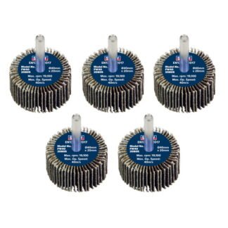 Sealey 40 x 20mm Abrasive Flap Wheel with 6mm Shaft 80Grit - Pack of 5 (5054630101168) FW4020805