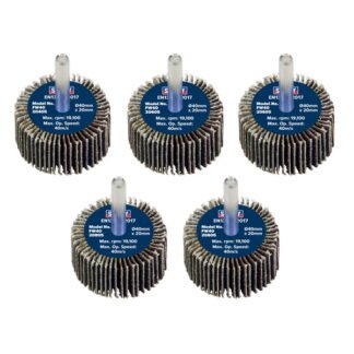 Sealey 40 x 20mm Abrasive Flap Wheel with 6mm Shaft Assorted Grit - Pack of 5 (5054630101793) FW4020ASS