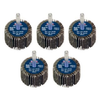 Sealey 40 x 30mm Abrasive Flap Wheel with 6mm Shaft Assorted Grit - Pack of 5 (5054630101779) FW4030ASS