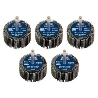 Sealey 50 x 25mm Abrasive Flap Wheel with 6mm Shaft 60Grit - Pack of 5 (5054630101236) FW5025605
