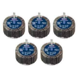 Sealey 60 x 30mm Abrasive Flap Wheel on 6mm Shaft Assorted Grit - Pack of 5 (5054630101649) FW6030ASS