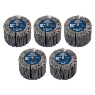 Sealey 80 x 40mm Abrasive Flap Wheel with 6mm Shaft 60Grit - Pack of 5 (5054630338601) FW8040605