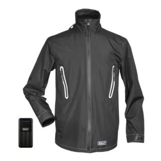 Sealey 5V Heated Rain Jacket with Power Bank 10Ah - Medium (5054630212017) HJ02KIT