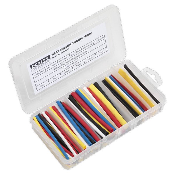 Sealey Heat Shrink Tubing Assortment 100mm 95pc - Mixed Colours (5054511004601) HST100MC