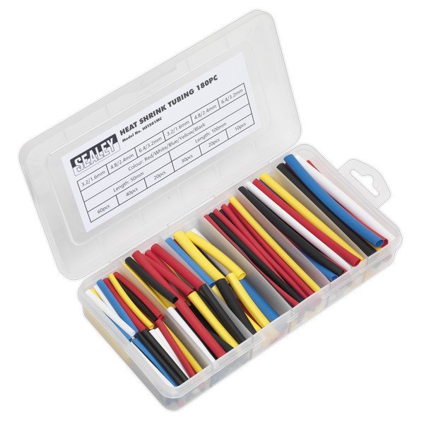 Sealey Heat Shrink Tubing Assortment 50 & 100mm 180pc - Mixed Colours (5054511004632) HST501MC