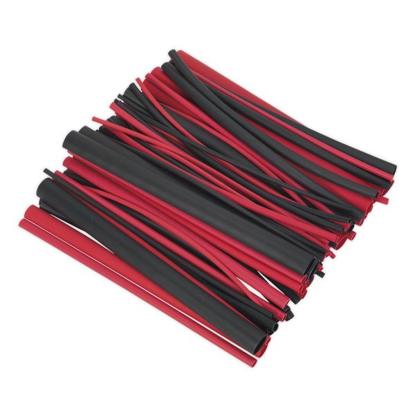 Sealey Adhesive Lined Heat Shrink Tubing Assortment 200mm 72pc - Black & Red (5054511062885) HSTAL72BR