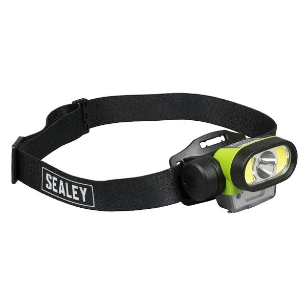 Sealey Rechargeable Head Torch with Auto- Sensor 5W & 3W COB LED (5054630455902) HT400LED