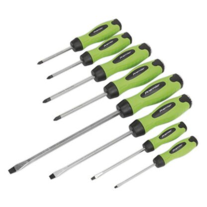 Sealey Premier Hammer- Thru Screwdriver Set 8pc - Hi- Vis Green (5051747969407) HV002