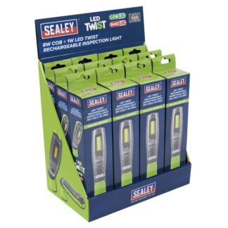 Sealey LED Twist Rechargeable Inspection Light, Green - Box of 12 (5054630461347) LED1001GDB