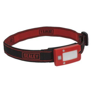 Sealey Rechargeable Head Torch with Auto- Sensor 2W COB LED - Red (5054511556155) LED360HTR
