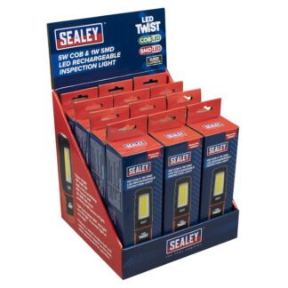 Sealey LED Twist Rechargeable Inspection Light 5W COB & 1W SMD - Display Box of 12 (5054630403071) LED601DB