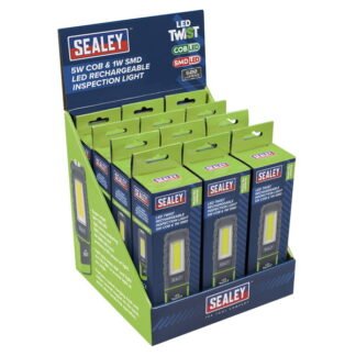 Sealey LED Twist Rechargeable Inspection Light, Green - Box of 12 (5054630461293) LED601GDB