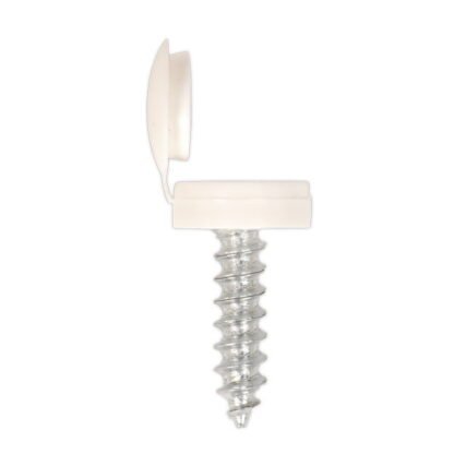 Sealey Numberplate Screw with Flip Cap 4.2 x 19mm, White - Pack of 50 (5054511045093) NPW50