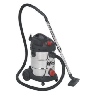 Sealey Industrial Vacuum Cleaner Stainless Steel Drum Auto Start 30L 1400W/230V (5024209731782) PC300SDAUTO