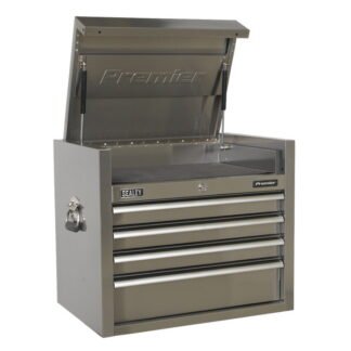 Sealey Premier™ Heavy- Duty Topchest 4 Drawer 675mm - Stainless Steel (5051747959378) PTB66004SS