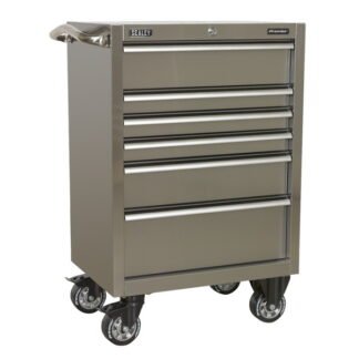 Sealey Premier™ Heavy- Duty Rollcab 6 Drawer 675mm - Stainless Steel (5051747959385) PTB67506SS