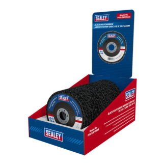 Sealey 115 x 13mm Black Polycarbide Abrasive Strip Disc 22mm Bore - Display Box of 10 (5054630471643) PTC/CW115DB
