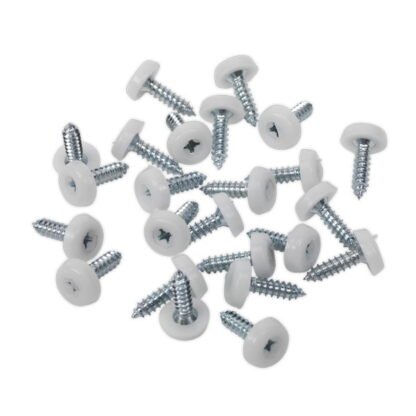Sealey Numberplate Screw with Plastic Enclosed Head 4.8 x 18mm, White - Pack of 50 (5054511051568) PTNP1