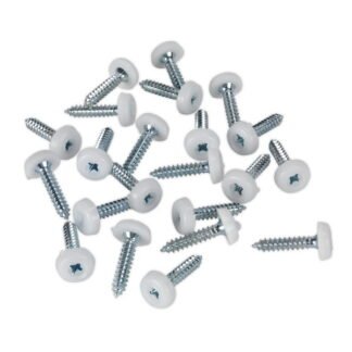 Sealey Numberplate Screw with Plastic Enclosed Head 4.8 x 24mm, White - Pack of 50 (5054511051605) PTNP5