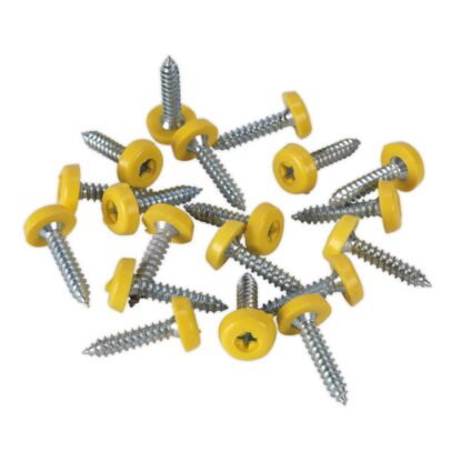 Sealey Numberplate Screw with Plastic Enclosed Head 4.8 x 24mm, Yellow - Pack of 50 (5054511051612) PTNP6