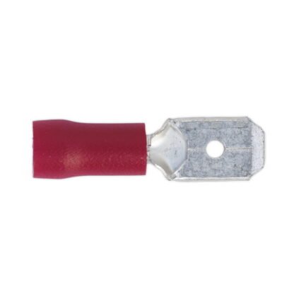 Sealey Push- On Male Terminal 6.3mm, Red - Pack of 100 (5054511012590) RT22