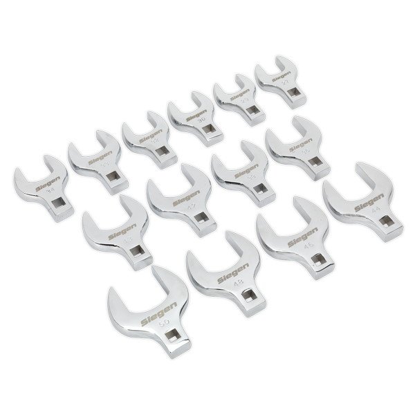 Siegen (Sealey) Siegen Crow s Foot Open End Spanner Set 1/2IN Sq Drive 14pc (5054511100686) S01109