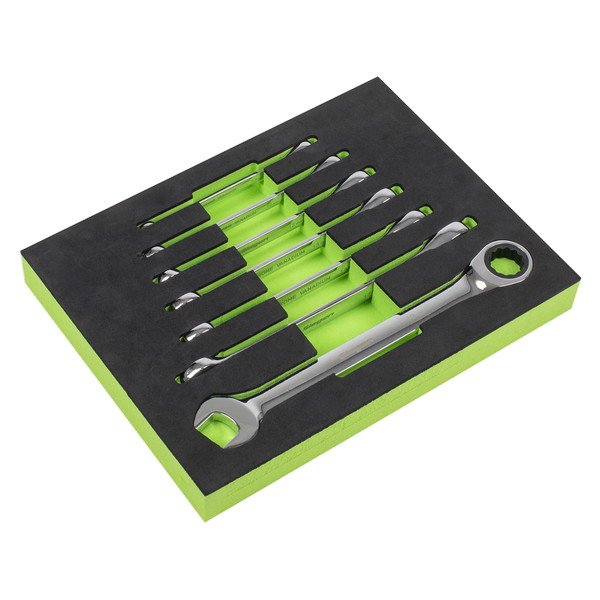 Siegen (Sealey) Siegen Combination Ratchet Spanner Set with Tool Tray 7pc (5054630399992) S01142
