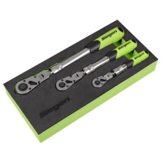 Siegen (Sealey) Siegen Extendable Flexi- Head Ratchet Wrench Set 3pc (5054630579387) S01297