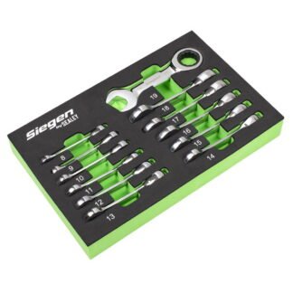 Siegen (Sealey) Siegen Stubby Combination Ratchet Spanner Set in EVA Foam Tray 12pc (5054630480072) S0633
