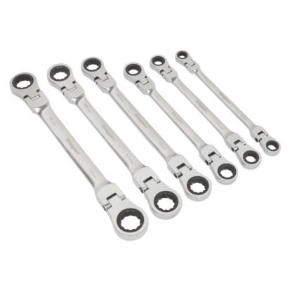 Siegen (Sealey) Siegen Flexi- Head Double End Ratchet Ring Spanner Set 6pc (5054511890815) S0806