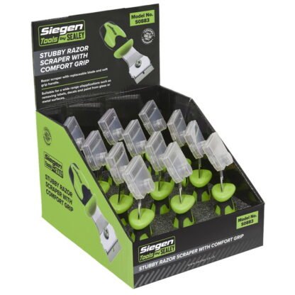 Siegen (Sealey) Siegen Razor Scraper with Comfort Grip - Display Box of 12 (5054630384943) S0883