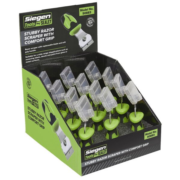 Siegen (Sealey) Siegen Razor Scraper with Comfort Grip - Display Box of 12 (5054630384943) S0883