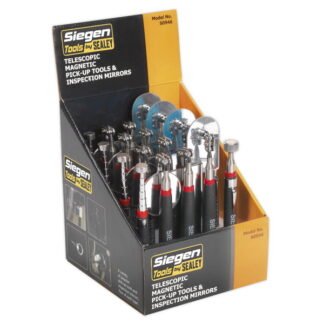 Siegen (Sealey) Siegen Telescopic Magnetic Pick- Up Tools & Inspection Mirrors - Display Box of 20 (5051747691391) S0946
