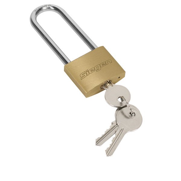 Siegen (Sealey) Siegen Brass Body Padlock with Brass Cylinder Long Shackle 40mm (5054630505966) S0989