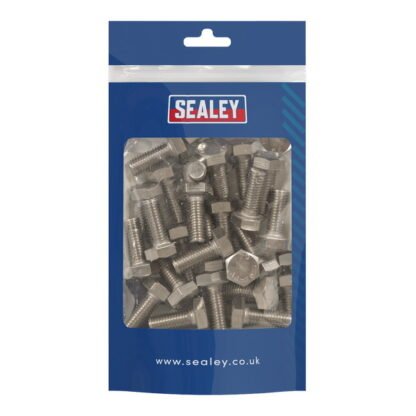 Sealey Stainless Steel Hex Head Set Screw M10 X 25 A2, DIN 933 - Pack of 25 (5054630483943) S1025