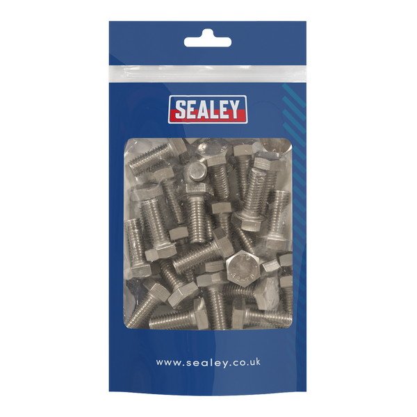 Sealey Stainless Steel Hex Head Set Screw M10 X 25 A2, DIN 933 - Pack of 25 (5054630483943) S1025