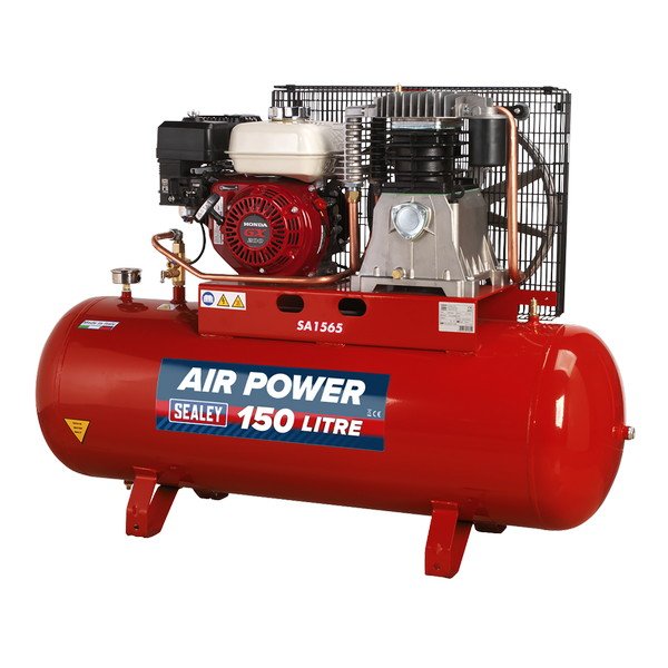Sealey 150L Belt Drive Air Compressor with Petrol Engine 6.5hp (5051747570351) SA1565