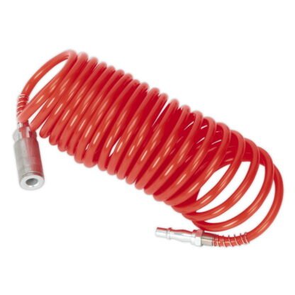 Sealey PE Coiled Air Hose with Couplings 5m x 5mm (5054511533941) SA305