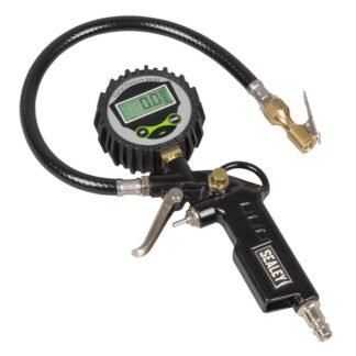 Sealey Digital Pistol Grip Tyre Inflator with Clip- On Connector (5054630652509) SA332D