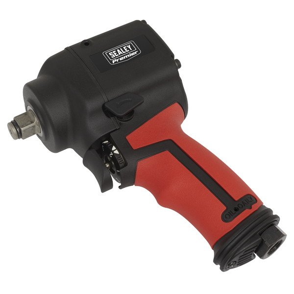 Sealey Premier Twin Hammer Stubby Air Impact Wrench 1/2IN Sq Drive (5054511564334) SA6002S