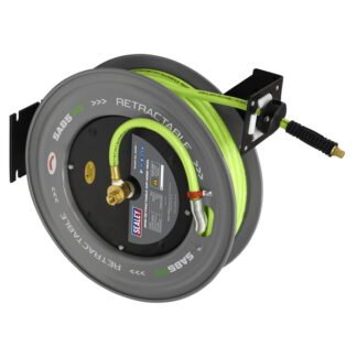 Sealey 20m Retractable High- Visibility PVC Air Hose with Steel Reel 10mm ID (5054630522055) SA85HV