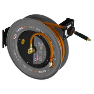 Sealey 20m Retractable High- Visibility Hybrid Air Hose with Steel Reel 10mm ID (5054630522048) SA85HY