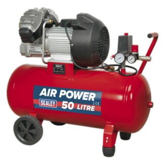 Sealey 50L V- Twin Direct Drive Air Compressor 3hp (5051747495005) SAC05030