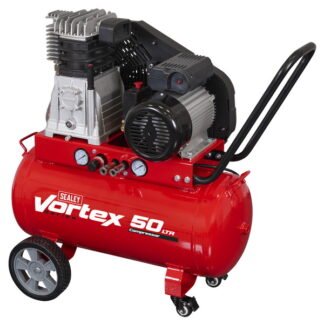 Sealey 50L Belt Drive Air Compressor with Cast Cylinders & Wheels 3.5hp (5054630497445) SAC1503B